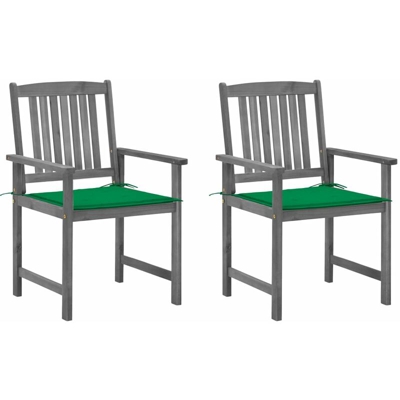 vidaXL Sedie da Regista con Cuscini 2 pz in Massello di Acacia Grigio - Grigio