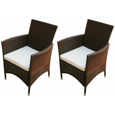 Sedie da Giardino 2 pz in Polyrattan Marrone