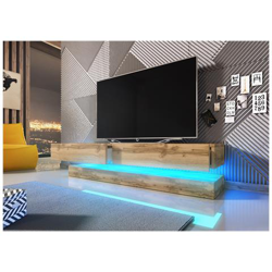 Innovativo E Moderno Tavolo Tv Sajna Con Illuminazione Led, 140 Cm, Rovere Wotan precio