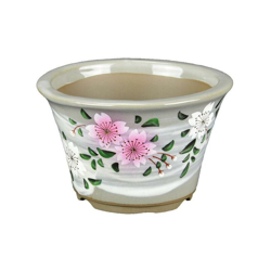Vaso da collezione per bonsai Giapponese Kutani rotondo in gres smaltato manualmente 10,5x10,5x6,5 cm - B26-7 precio