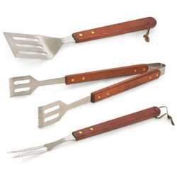 Galileo - SET 3 PEZZI UTENSILI BARBECUE ACCIAIO E LEGNO precio