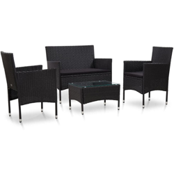 Set Divani da Giardino 4 pz con Cuscini in Polyrattan Nero características