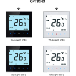 Il termostato per caldaia acqua / gas WiFi supporta Amazon Echo / Google Smart / Tmall Genie modello BHT-1000-GCLW bianco características