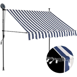Tenda da Sole Retrattile Manuale con LED 150 cm Blu e Bianco - Multicolore - Vidaxl características
