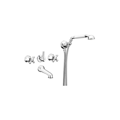 Gruppo vasca incasso deviatore, bocca a parete, doccia flessibile gancio a muro serie armonia gs