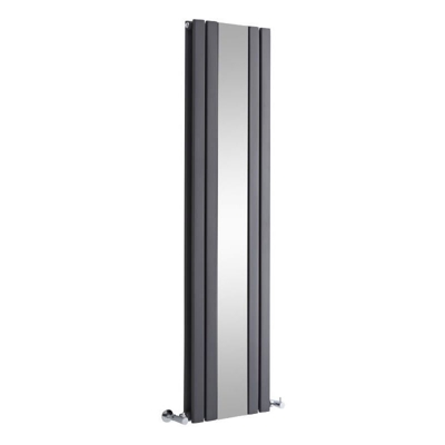 Hudson Reed Sloane Radiatore Termoarredo Verticale Di Design Antracite con Specchio - Termosifone d'Arredo Moderno - Riscaldamento ad Acqua Calda