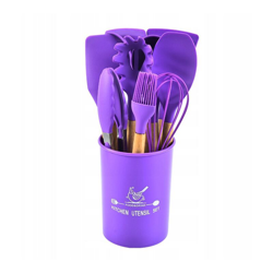 Betterlifeit - Set di utensili da cucina di utensili da cucina antiaderente con griglia di plastica Set di utensili da cucina in silicone (viola en oferta