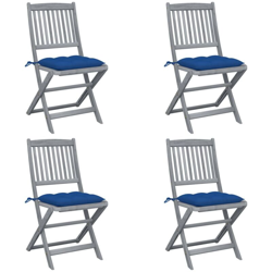 vidaXL Sedie da Giardino Pieghevoli 4pz con Cuscini in Massello Acacia - Blu características