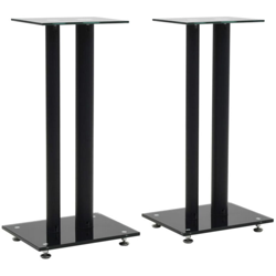 vidaXL Supporti per Altoparlanti 2 pz Vetro Temperato a Colonna Nero - Nero en oferta