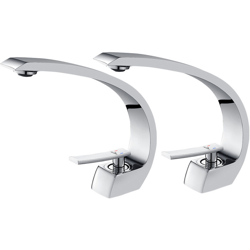 Auralum - 2 x Cromo Curvo Rubinetto Lavabo Bagno, Miscelatore Lavabo Monocomando, Rubinetto Lavabo, Acqua Fredda e Calda precio