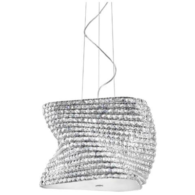I-FLAMENCO / S55 - Lampadario sospeso cromato con cristalli 42 watt G9