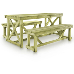 Asupermall - Tavolo da Birreria con 2 Panche in Legno FSC en oferta