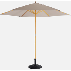 Ombrellone dritto, forma: rotonda, in legno, 3m - modello: Cabourg, colore: Beige - palo centrale in legno, Ø300cm, sistema di apertura manuale, en oferta