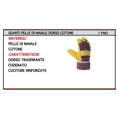 Oreca - Guanti Pelle Di Maiale Dorso Cotone Tg 10.5
