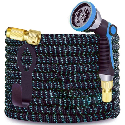 Tubo flessibile per acqua da giardino da 100 piedi Ugello per tubo flessibile per acqua espandibile con 10 modelli di irrigazione regolabili Raccordi