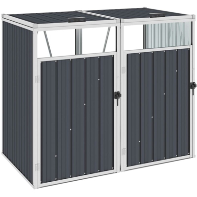 Copri Bidone Rifiuti Doppio Antracite 143x81x121 cm in Acciaio - Antracite - Youthup