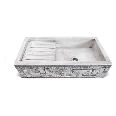 lavandino da giardino 'gaeta 80' in cemento anticato colore grigio - 80x40x20 cm