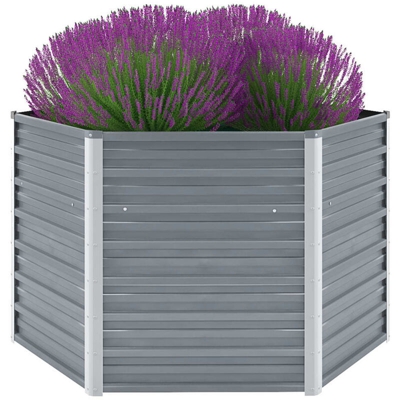 Letto Rialzato Giardino in Acciaio Zincato 129x129x77 cm Grigio