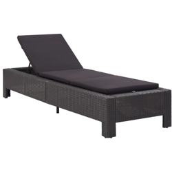 Lettino Prendisole con Cuscino in Polyrattan Nero Modello 2 - Nero - Vidaxl características