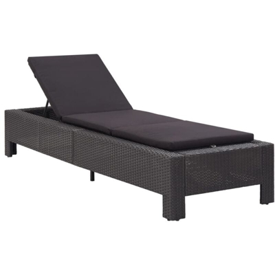 Lettino Prendisole con Cuscino in Polyrattan Nero Modello 2 - Nero - Vidaxl