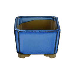 Vaso per bonsai Giapponese Morrisan quadrato in gres smaltato blu 9x9x5,5 cm - B03-3-2B en oferta