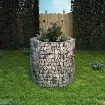Gabbione Letto Rialzato da Giardino Esagonale 100x90x100 cm - Argento - Youthup