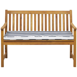 Panca da giardino in legno di acacia con cuscino blu a righe 120 cm VIVARA precio