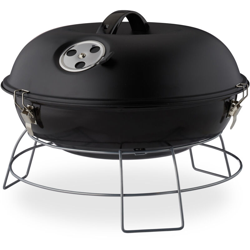 Relaxdays - Barbecue a Sfera, Portatile, con Coperchio, Ampia Superficie di Cottura, Carbonella in Legno, Ø36cm, Nero características