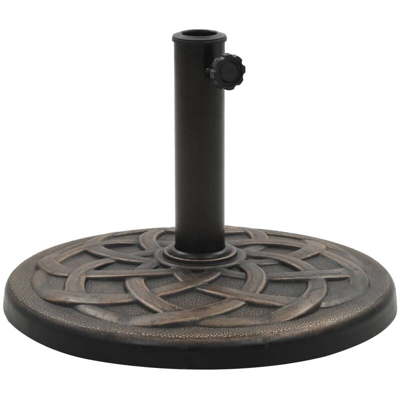 Base per Parasole Rotonda in Poliresina 19 kg Bronzo - Grigio - Vidaxl