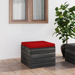 vidaXL Pouf da Giardino su Pallet con Cuscino in Legno di Pino - Rosso precio