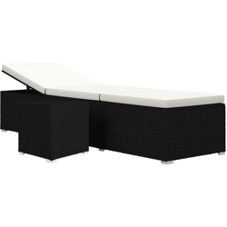 vidaXL Lettino Prendisole con Cuscino e Tavolino Polyrattan Bianco Crema - Bianco precio