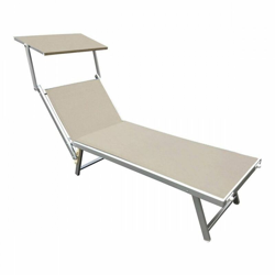 Lettino Con Parsasole Alluminio/Acciaio Color Tortora en oferta