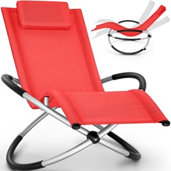 Sedia a Sdraio da Giardino o Spiaggia Pieghevole Rosso | Sedia a Dondolo per Terrazza - Reclinabile e Regolabile | Supporta fino a 180 kg | en oferta