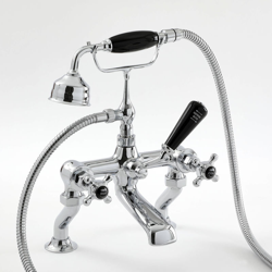 Hudson Reed Elizabeth Rubinetto Miscelatore Tradizionale per Bordo Vasca - Design a Croce Vittoriano in Ottone Solido - Finitura Cromata con Ceramica en oferta