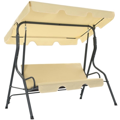 Panchina a Dondolo da Giardino Bianco Crema 170x110x153 cm - crema - Youthup