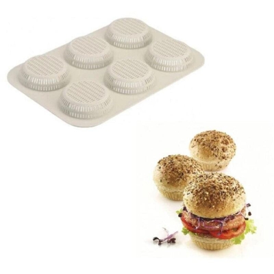 Stampo 3D per 6 Biscotti a Forma di Panini Burger Bread - Silikomart