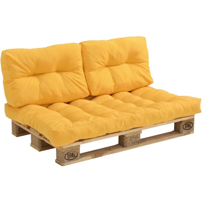 [en.casa] - ] Cuscini per palette - in un set di 3 - imbottitura sedile + cuscino schienale [color senape] divano palette In/Outdoor