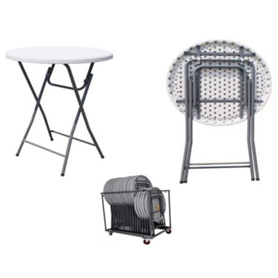 Milani Home - Tavolo Catering Alto Rotondo In Metallo E Abs Bianco Diametro 60 Pieghevole Per Ristorante Matrimonio