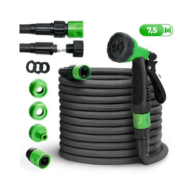 tillvex 7,5m Tubo da Giardino Flessibile in Estensione, Versione Migliorata 2019, Tubo Flessibile per Innaffiare, Tubo Flessibile per Laghetto da