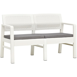Panchina Giardino 2 Posti con Cuscini 120 cm in Plastica Bianca en oferta