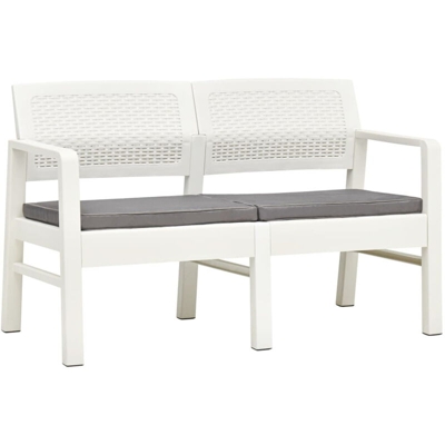 Panchina Giardino 2 Posti con Cuscini 120 cm in Plastica Bianca