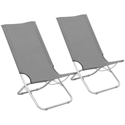 Sedie da Spiaggia Pieghevoli 2 pz in Tessuto Grigio - Grigio - Vidaxl en oferta