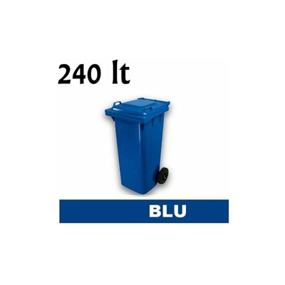 Grecoshop - Cassonetto/Pattumiera/Contenitore/Bidone per raccolta rifiuti uso esterno 240lt Blu