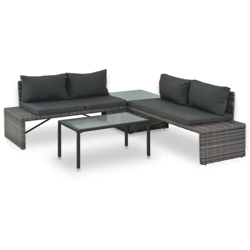 Set Divani da Giardino 3 pz con Cuscini in Polyrattan Grigio características