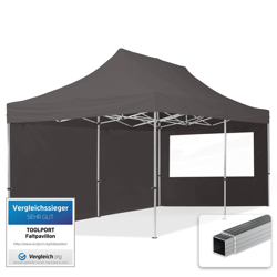 Gazebo Pieghevole Giardino 3x6m - 2 laterali Alluminio Telo PES300 100% Impermeabile Padiglione Mercati Sagre grigio características
