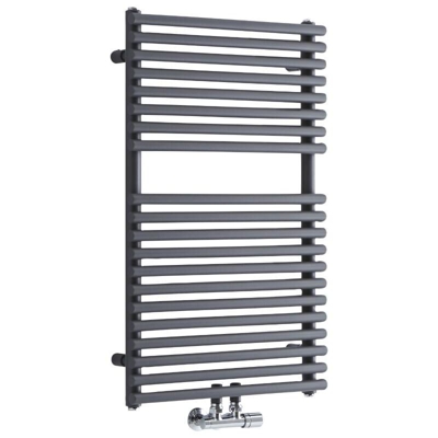 Hudson Reed Magera Scaldasalviette Moderno di Design Verticale - Termoarredo Bagno con Attacchi Centrali - Acciaio Antracite - 304W - 835 x 500mm
