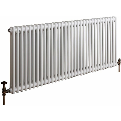 Hudson Reed Regent Radiatore Termoarredo di Design Orizzontale In Stile Ghisa - Termosifone Con Finitura Bianca - 2 x 33 Colonne - 1873W - 600 x 1505