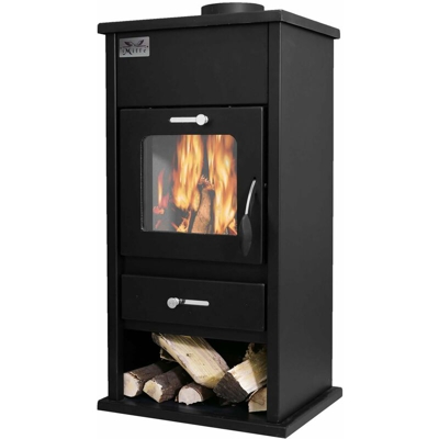 Stufa a legna 'Montebianco' da 13 Kw in acciaio verniciato caminetto h 97 cm Made in Italy