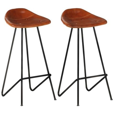 Sgabelli Da Bar 2 Pz Marroni In Vera Pelle