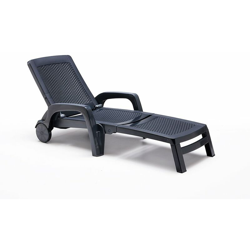 Grecoshop - Lettino / Sdraio / Sedia pieghevole con ruote in Polyrattan per Esterno - Mod. Antigua Antracite precio